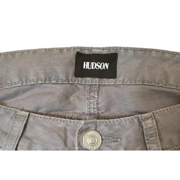 Hudson Women size27 Grey Flare Rise 8 Linen Pant wide leg Ferris Flap 35 inseam - Picture 7 of 11